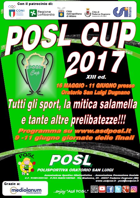 POSL CUP 2017: pochi giorni al via!