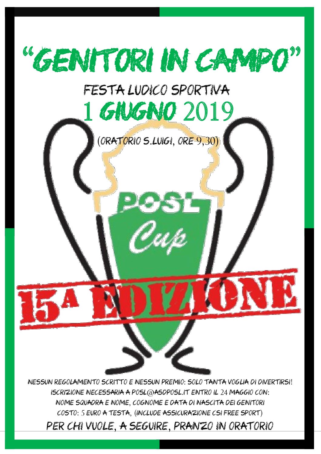 POSL CUP 2019: torna  GENITORI IN CAMPO!!!