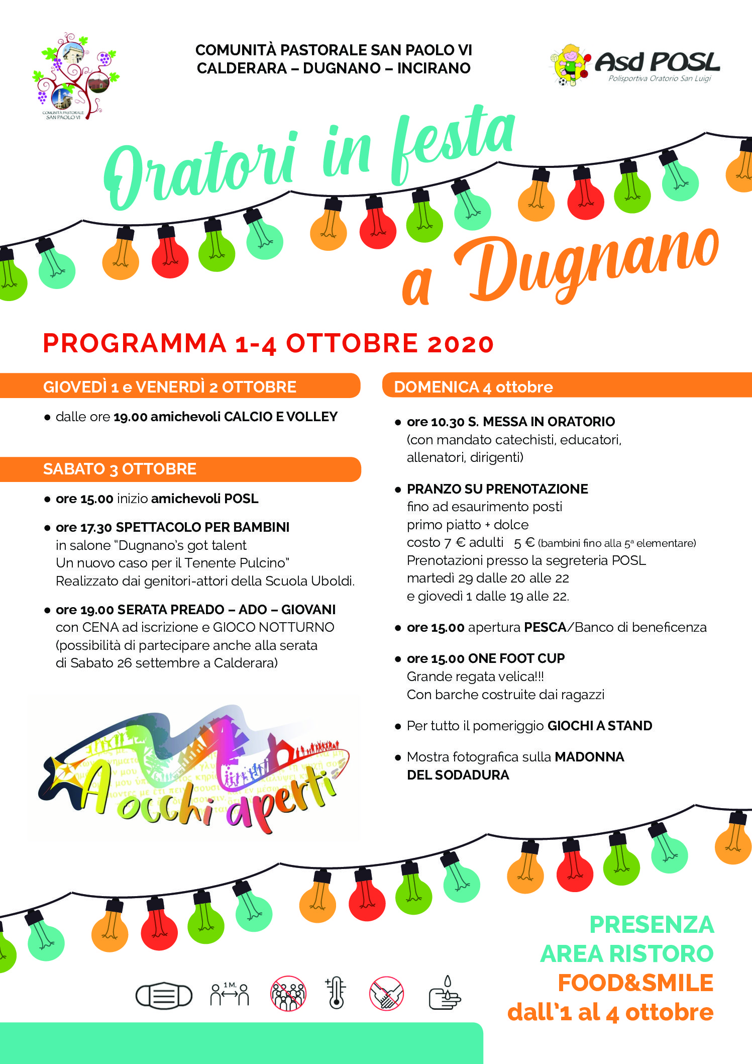 1-4 ottobre 2020: la POSL alla Festa dell’Oratorio di Dugnano