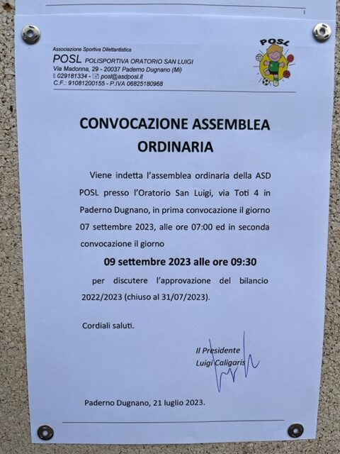 Convocazione Assemblea Ordinaria