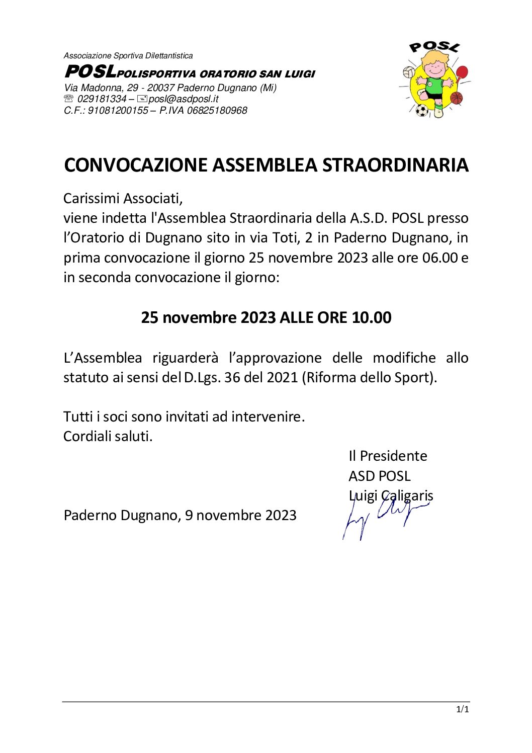 Convocazione Assemblea Straordinaria